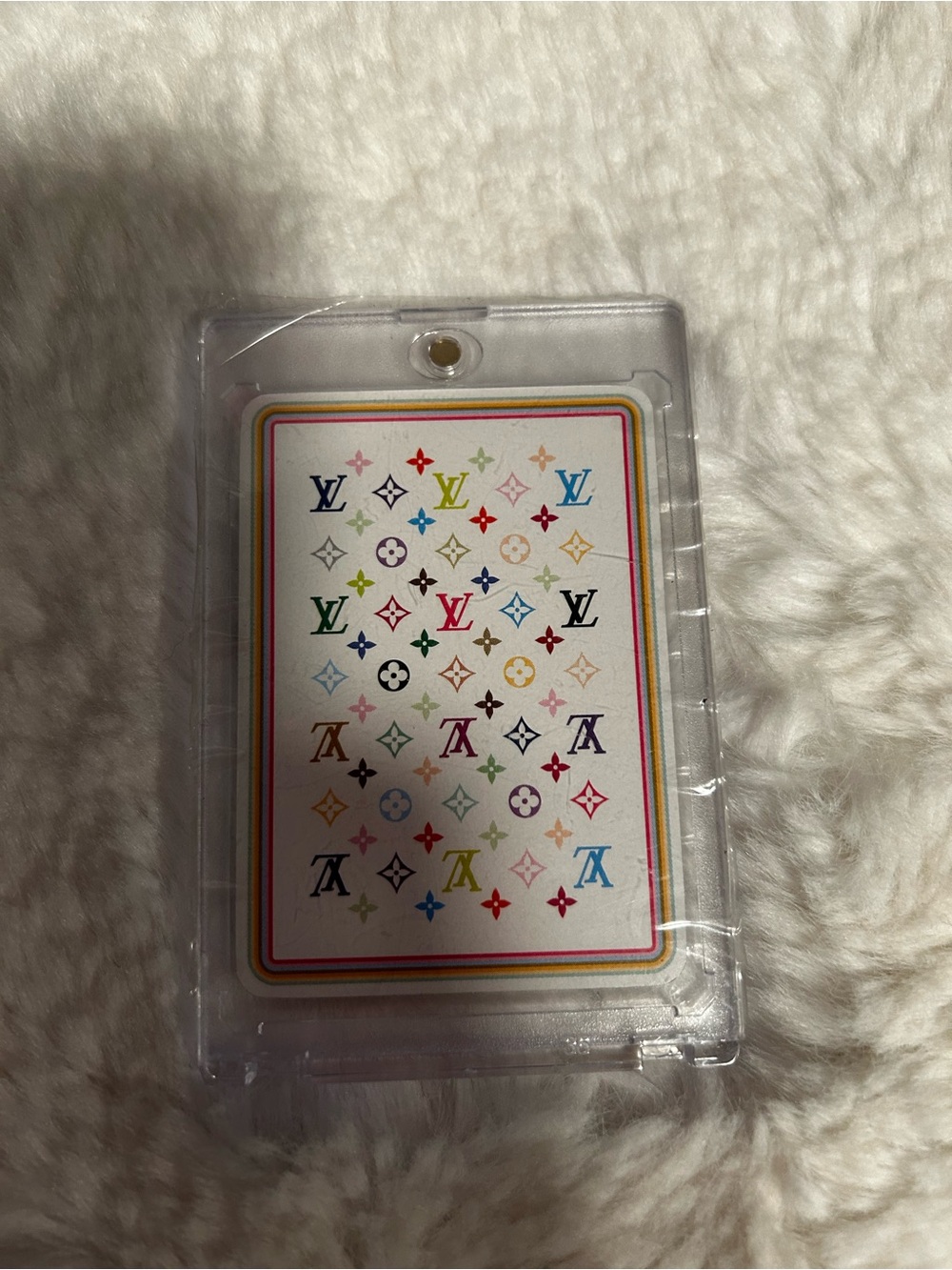 Louis Vuitton Rainbow Monogram Card Sleeve – White Base with Multicolor Logos